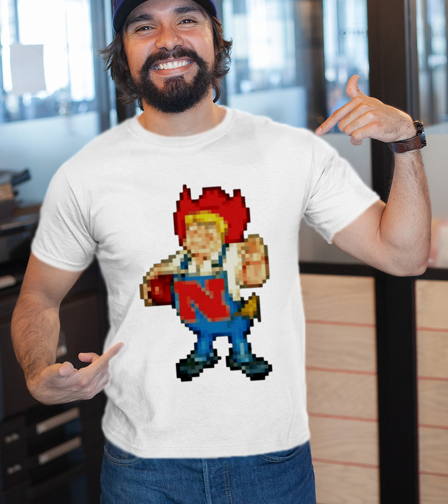 Herbie Husker Nebraska Cornhuskers Pixelated Character With Football T-Shirt