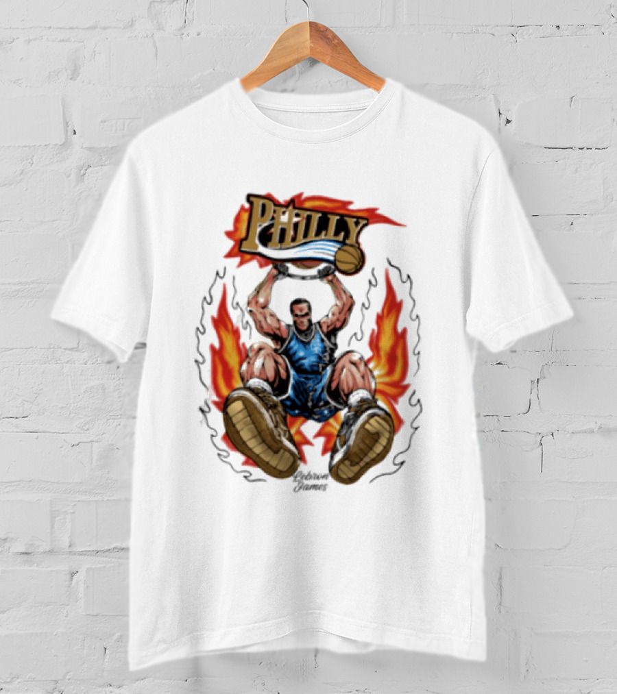 Philly Basketball Dunking Fireball Bootleg T-Shirt