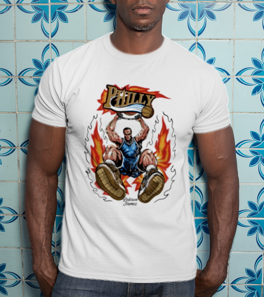 Philly Basketball Dunking Fireball Bootleg T-Shirt