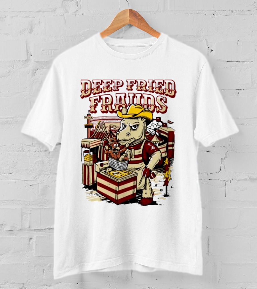 Oklahoma Sooners Beat Texas Longhorns Deep Fried Frauds Football 2026 Cow Mascot Cooking Satire T-Shirt