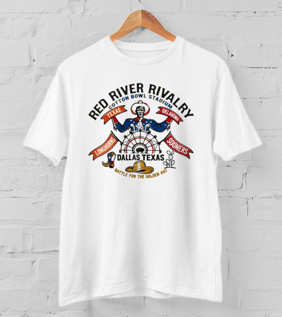 Red River Rivalry 2026 Cotton Bowl Dallas Texas Longhorns Vs Sooners Battle For The Golden Hat T-Shirt