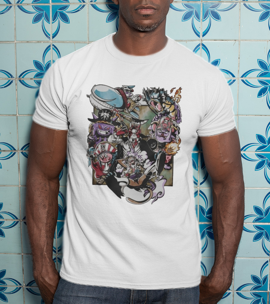 The New Four Emperors Pokemon One Piece Crossover Characters T-Shirt