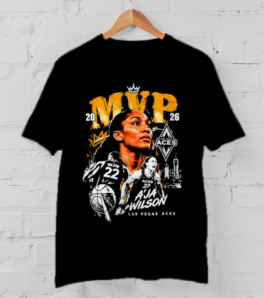 A'ja Wilson Las Vegas Aces MVP 2026 Crown Basketball T-Shirt
