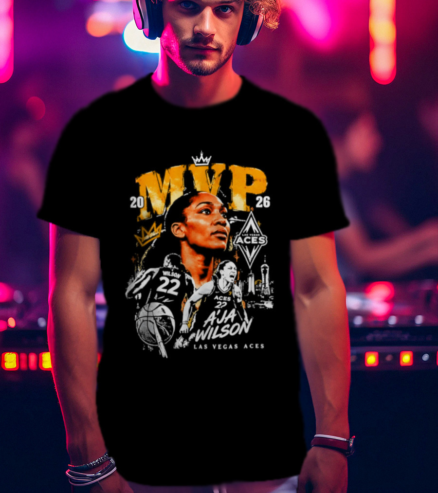 A'ja Wilson Las Vegas Aces MVP 2026 Crown Basketball T-Shirt