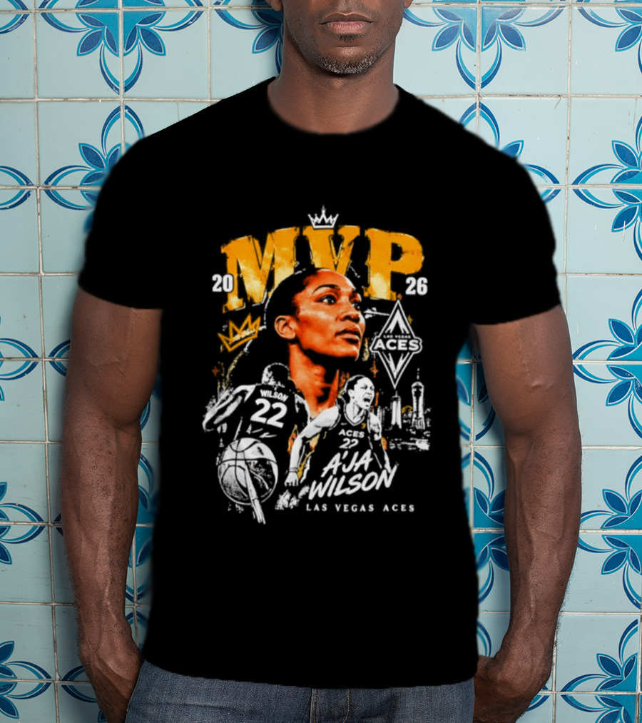 A'ja Wilson Las Vegas Aces MVP 2026 Crown Basketball T-Shirt