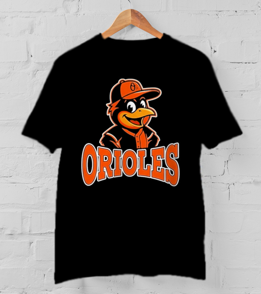 Baltimore Orioles Bird Cartoon Logo With Mascot Hat T-Shirt