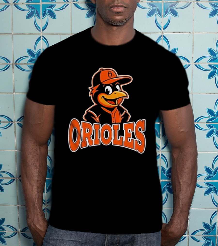Baltimore Orioles Bird Cartoon Logo With Mascot Hat T-Shirt