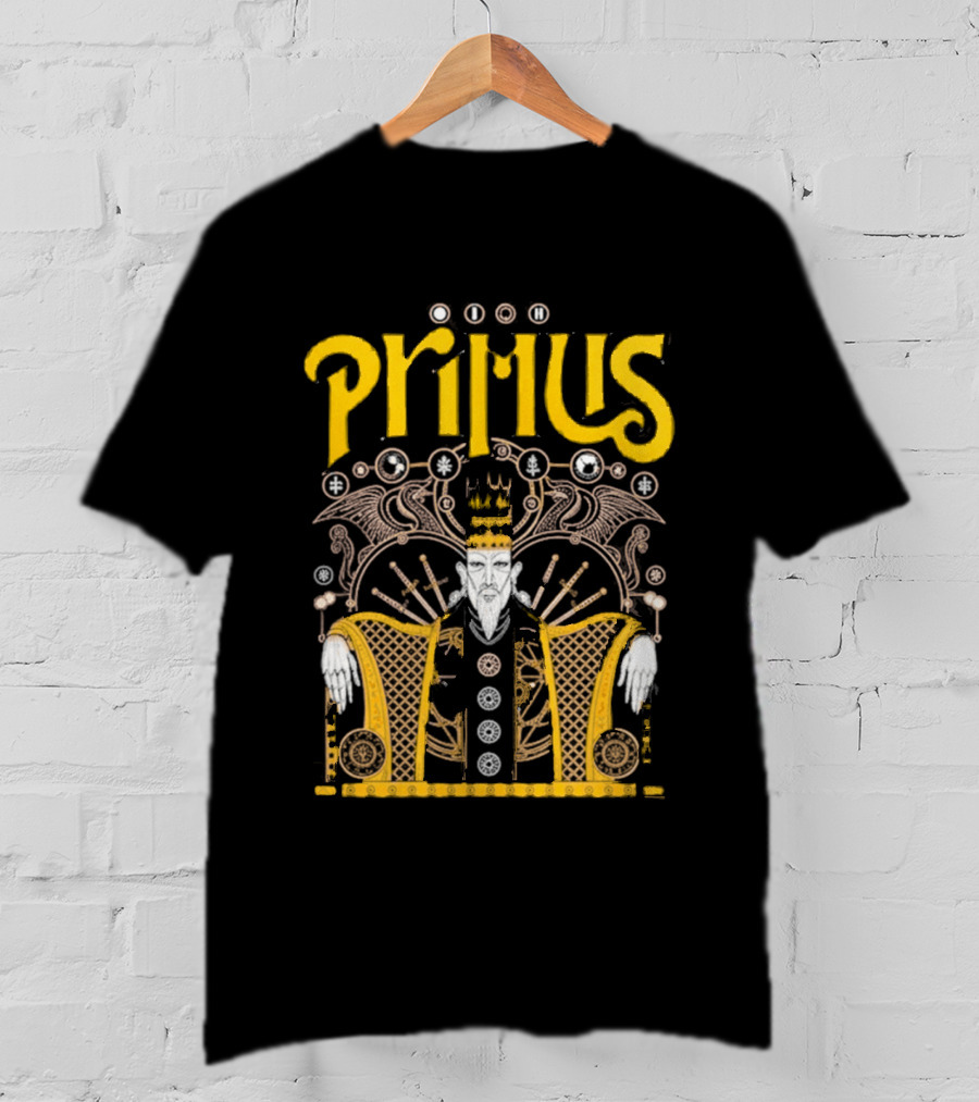 Primus Farewell To Kings Crowned Figure With Swords And Winged Details T-Shirt