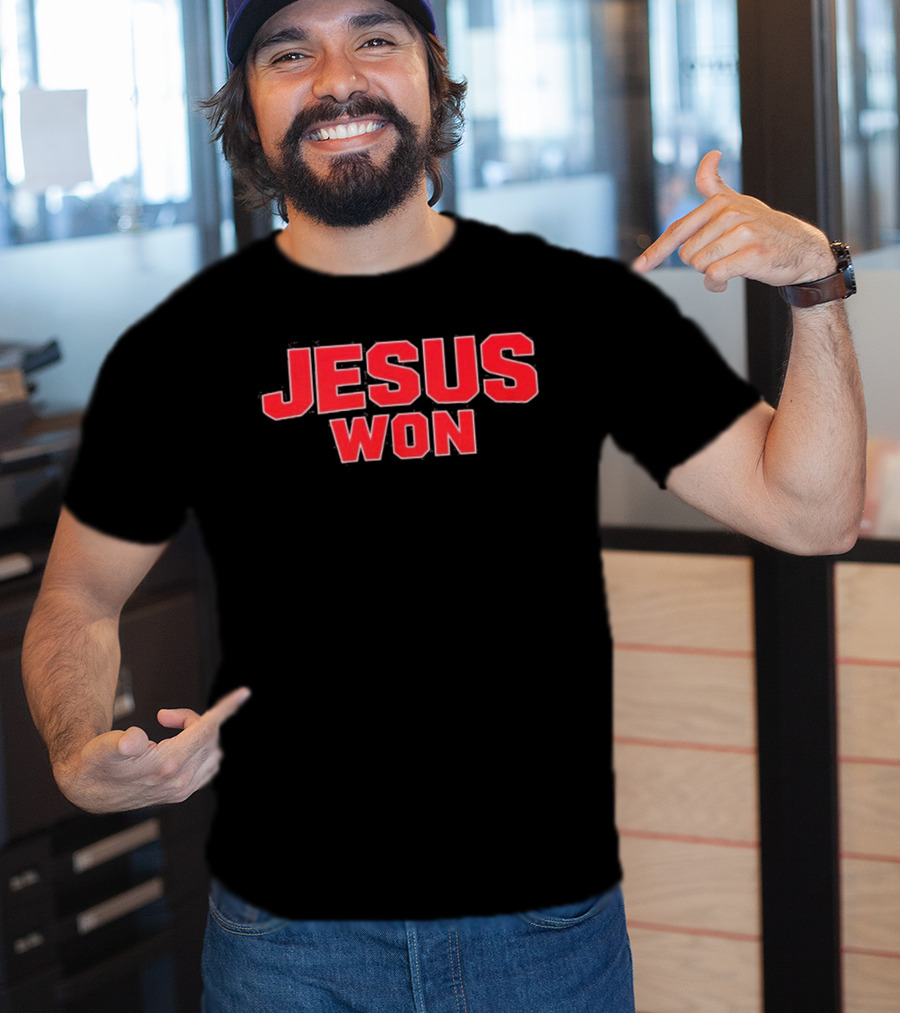 Carson Hinzman Jesus Won Christian Message T-Shirt