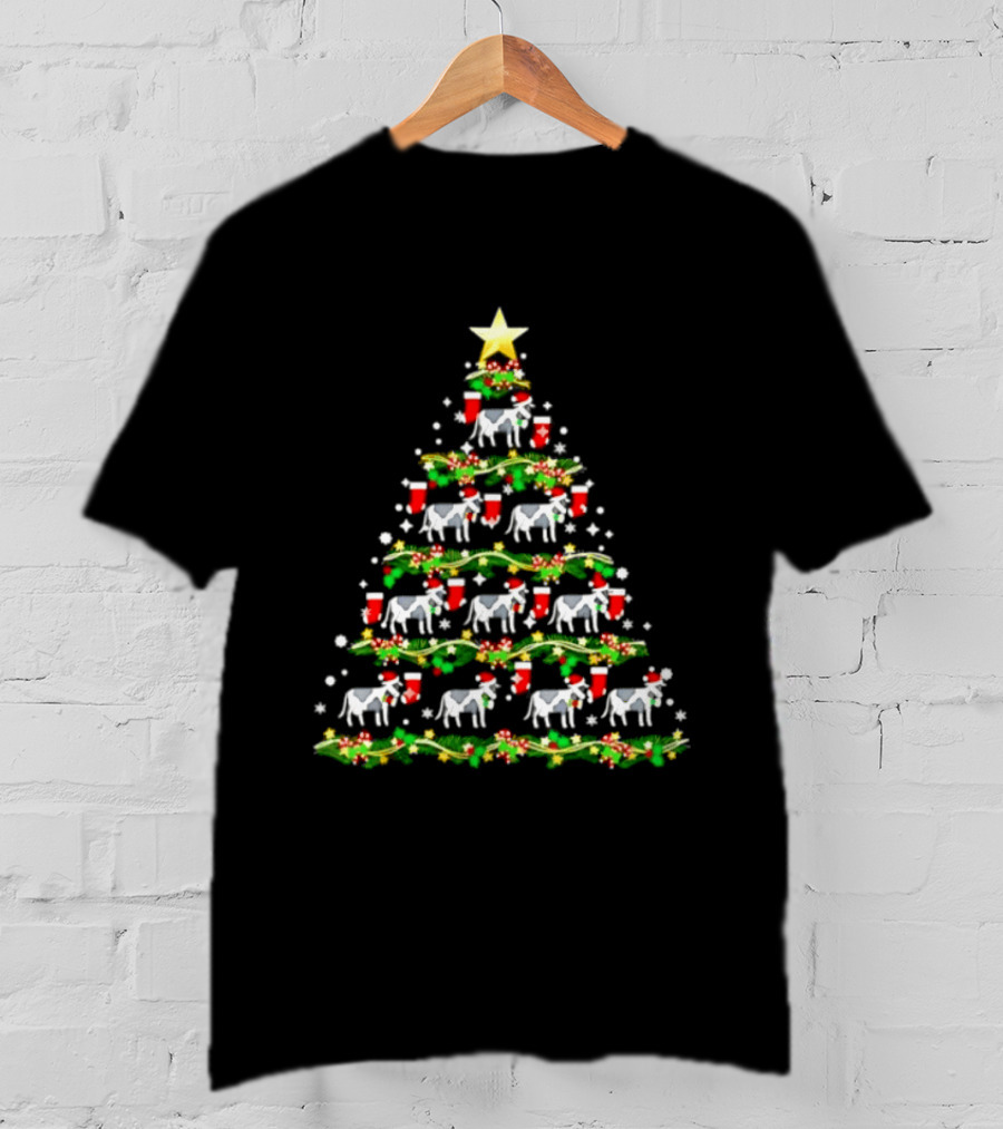 Cow Themed 2026 Christmas Tree With Festive Stockings Holiday Decor T-Shirt