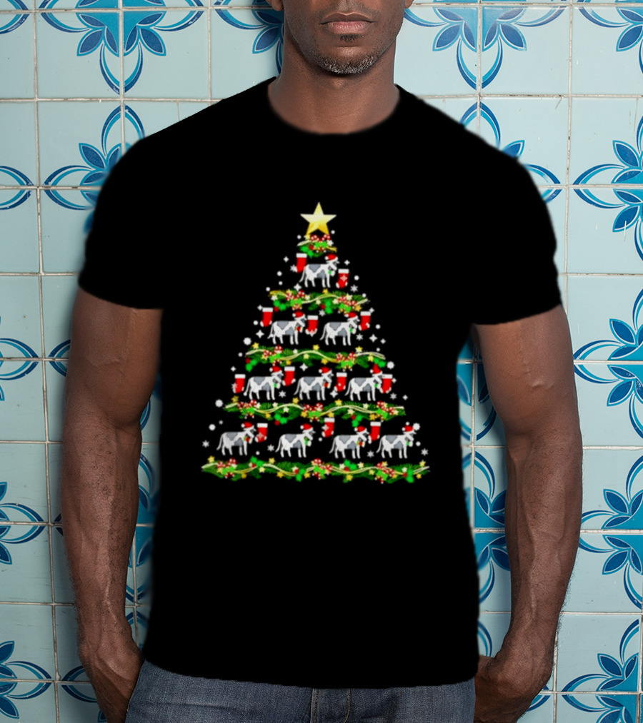 Cow Themed 2026 Christmas Tree With Festive Stockings Holiday Decor T-Shirt