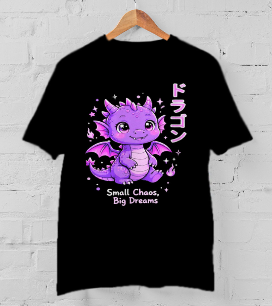 Dragon Small Chaos Big Dreams Purple Kawaii Anime T-Shirt