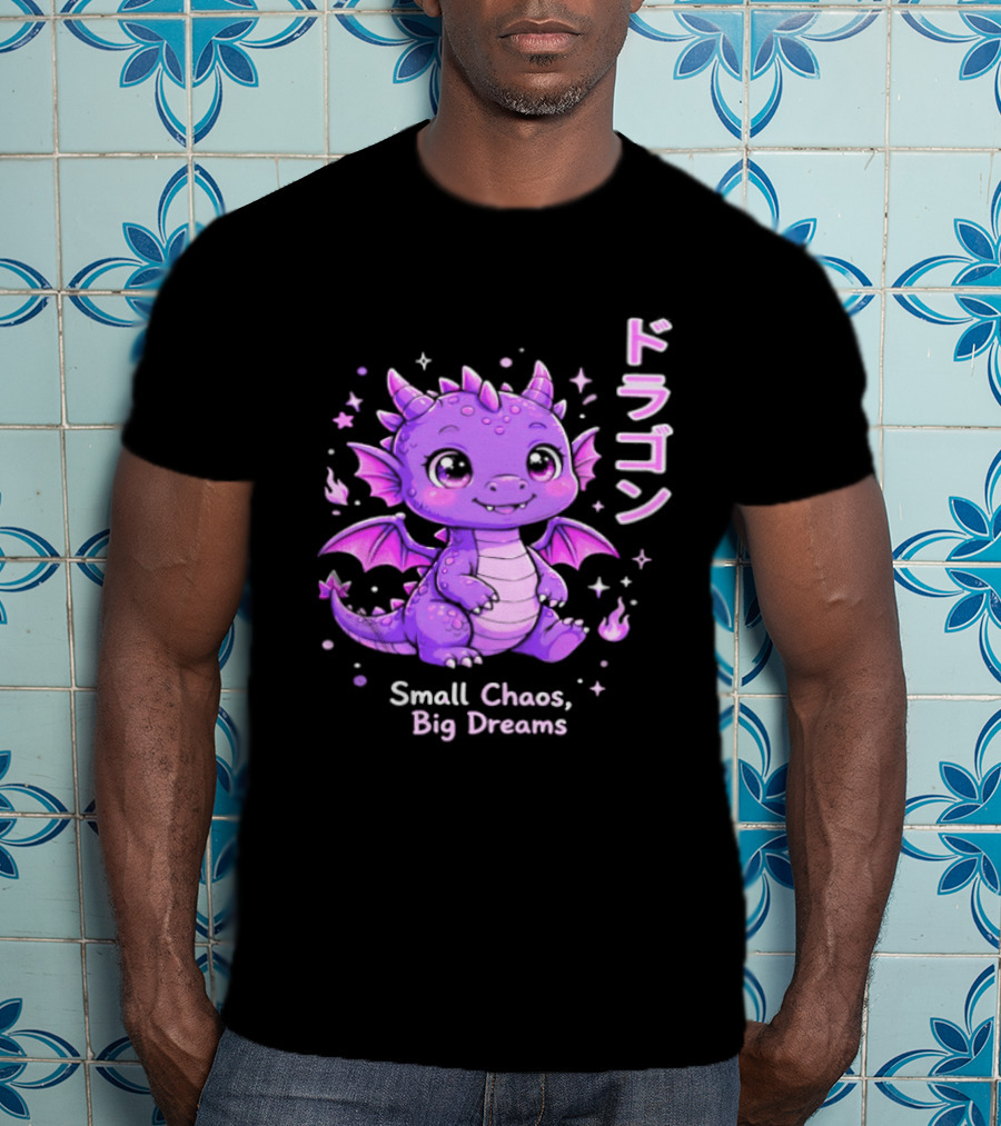 Dragon Small Chaos Big Dreams Purple Kawaii Anime T-Shirt