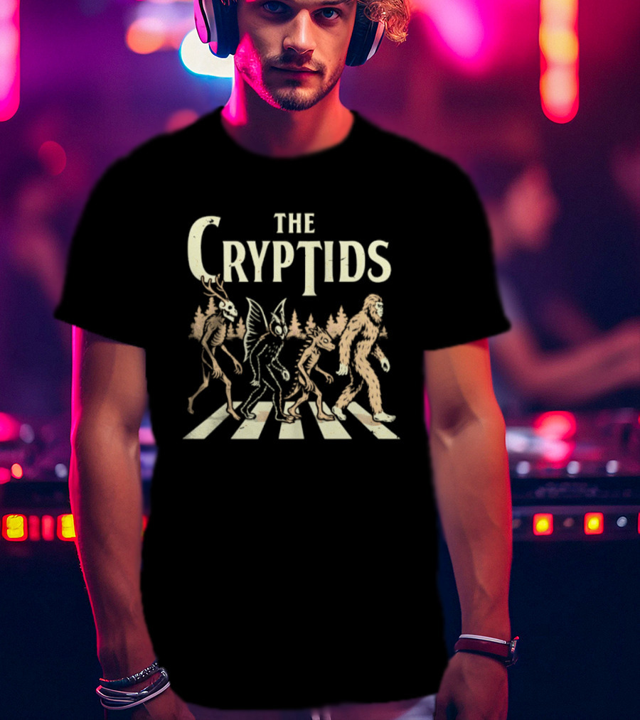 The Cryptids Abbey Road Bigfoot Mothman Paranormal Creature Crossing T-Shirt