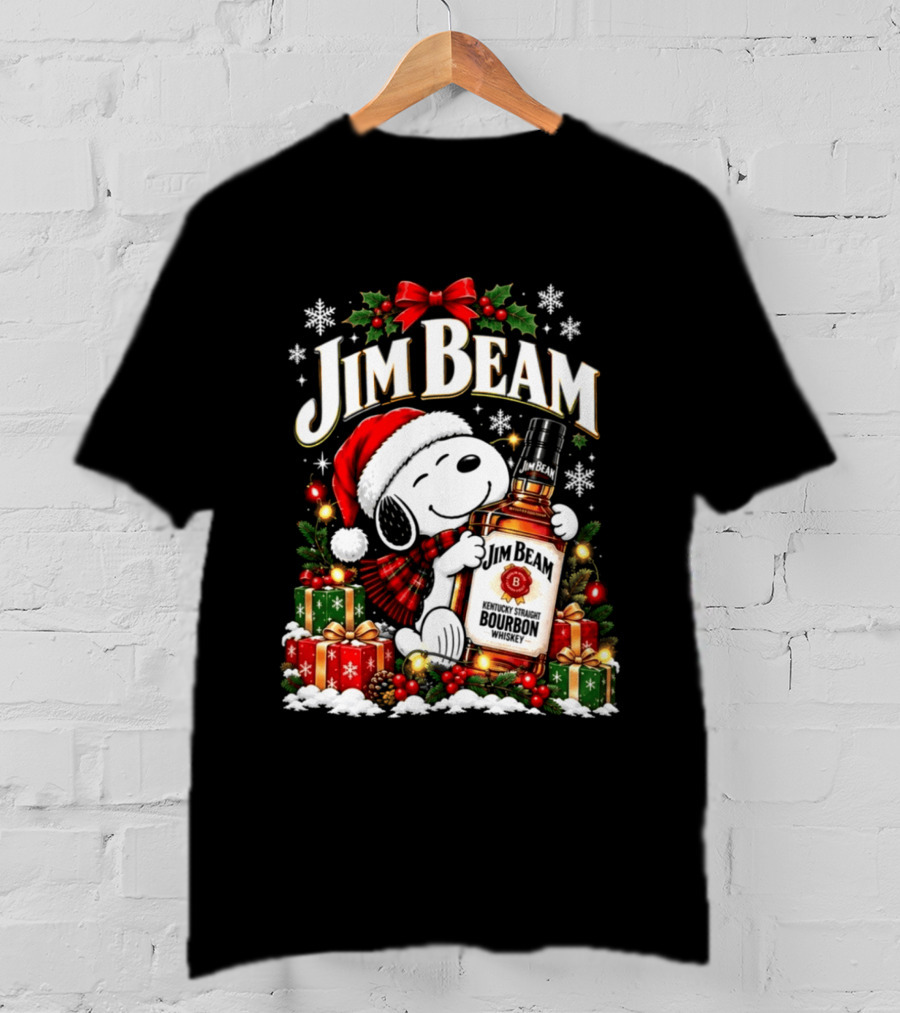 Jim Beam Christmas 2026 Bourbon Santa Hat Holiday Bottle And Presents T-Shirt