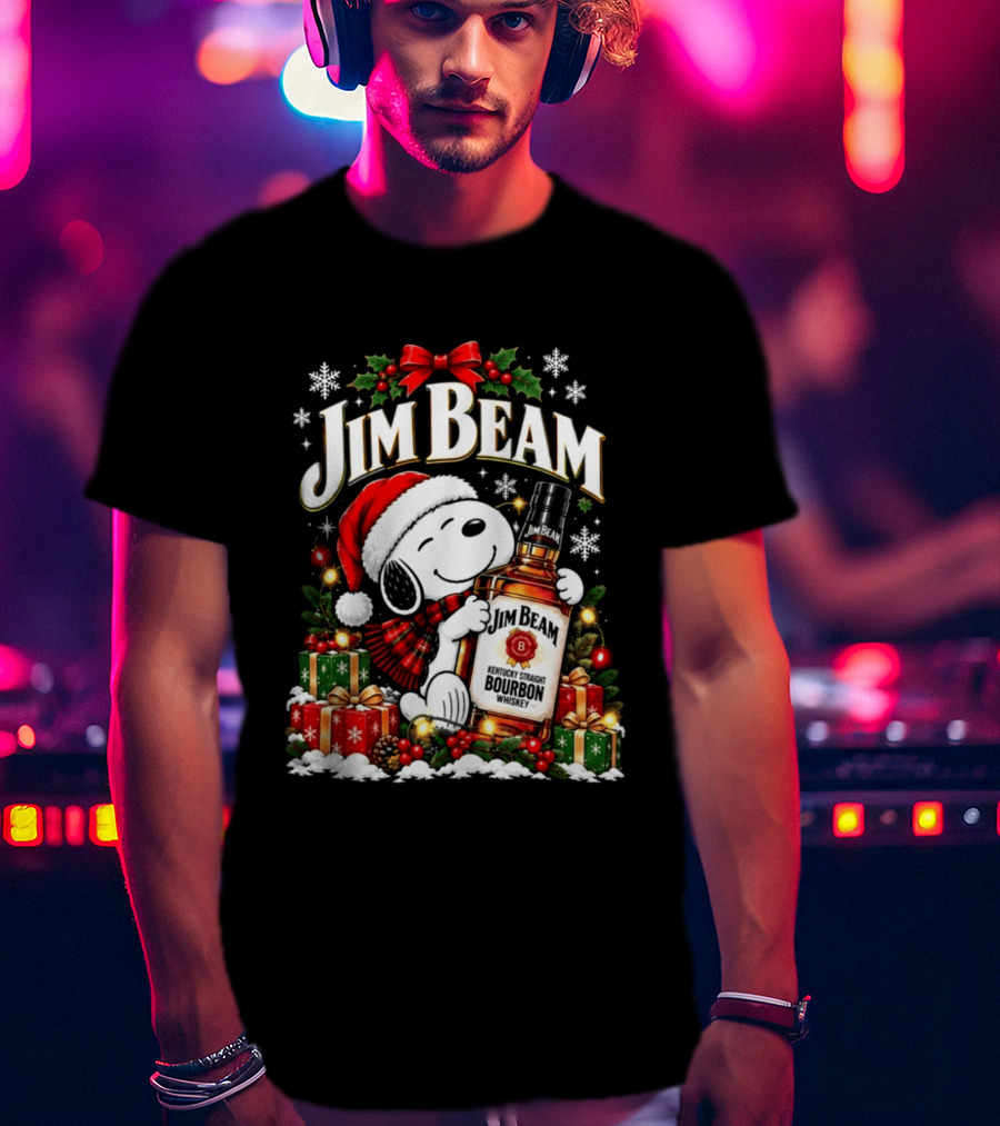 Jim Beam Christmas 2026 Bourbon Santa Hat Holiday Bottle And Presents T-Shirt