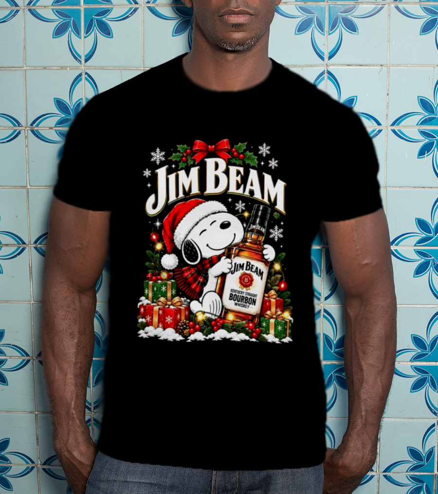 Jim Beam Christmas 2026 Bourbon Santa Hat Holiday Bottle And Presents T-Shirt