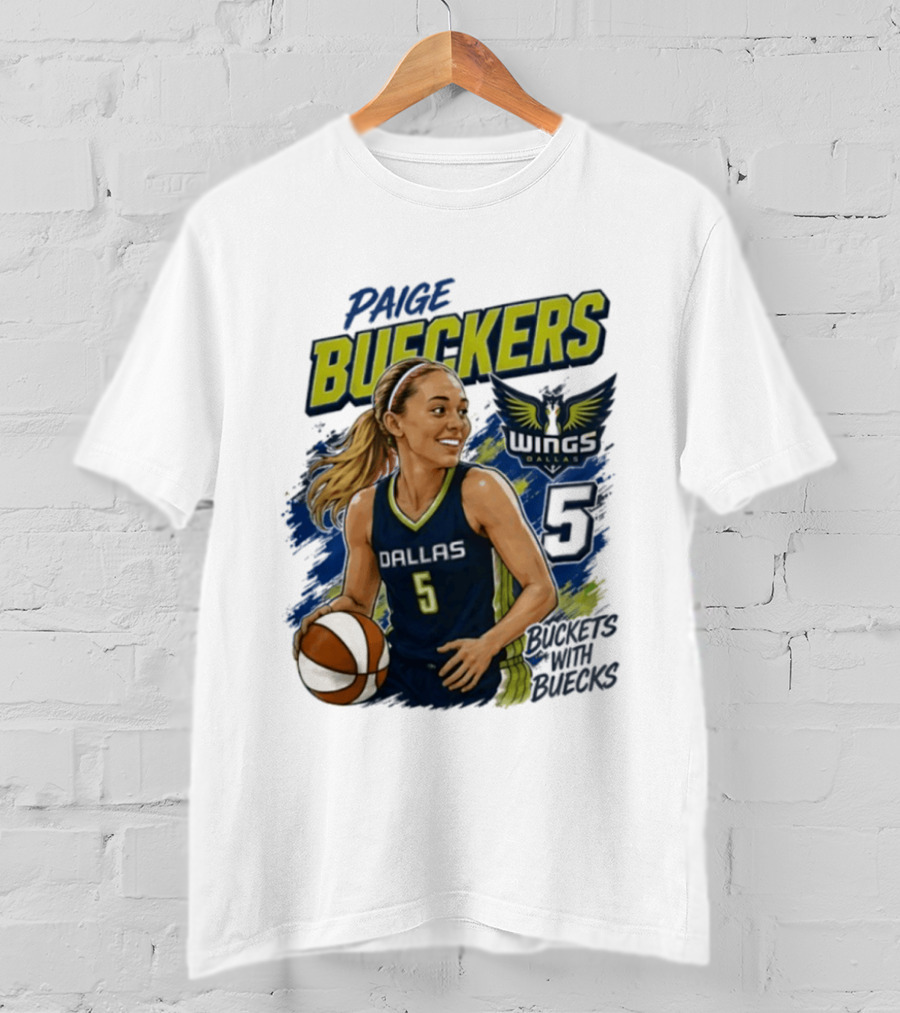 Paige Bueckers Dallas Wings 5 Buckets With Buecks WNBA Basketball T-Shirt