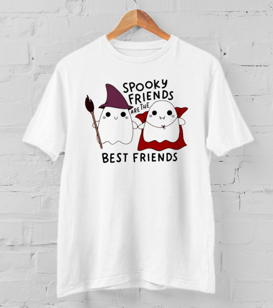Spooky Friends Are The Best Friends Witch And Vampire Ghosts Halloween 2026 T-Shirt