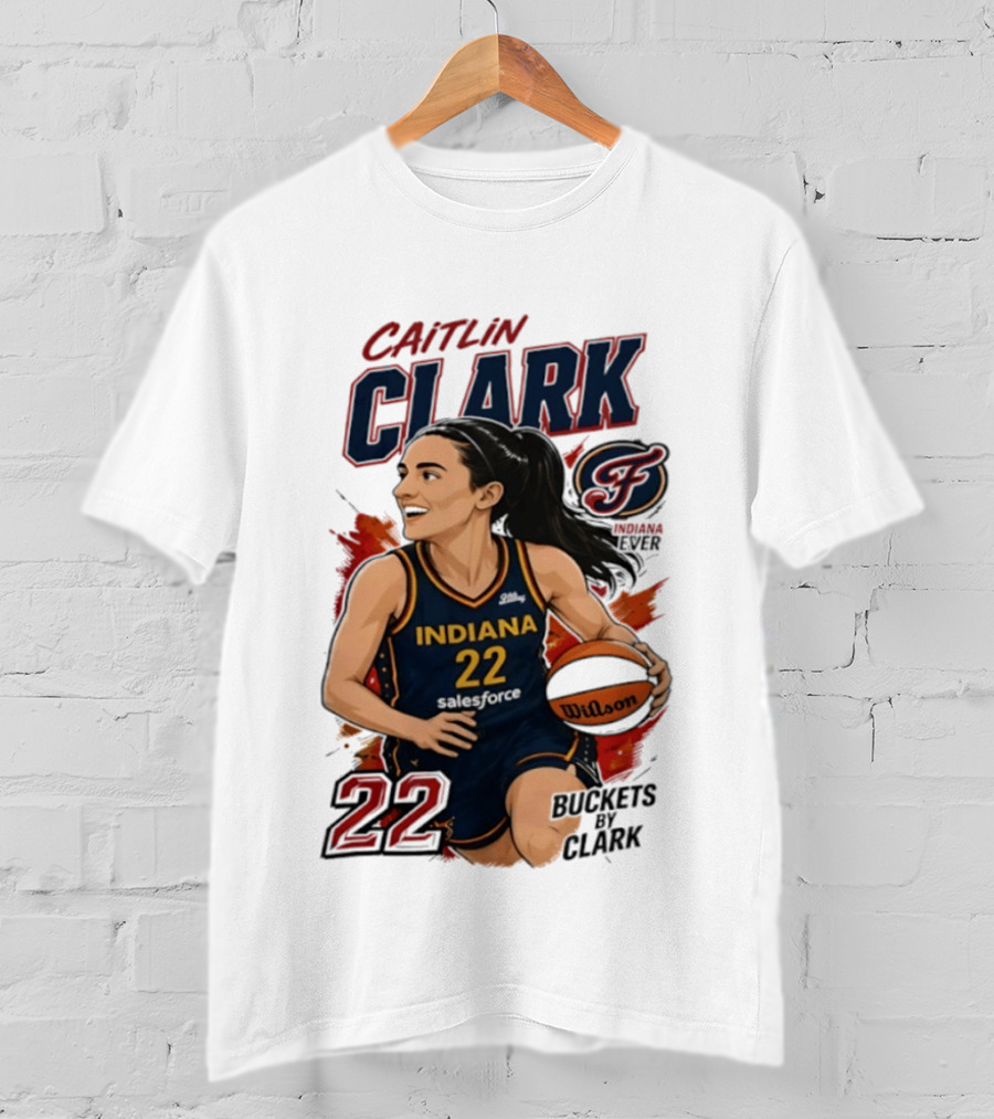 Indiana Fever Caitlin Clark 22 Buckets Basketball Caricature T-Shirt