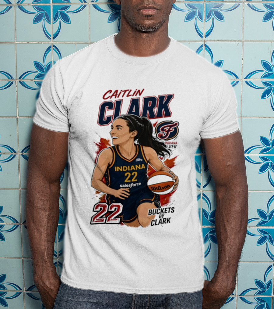 Indiana Fever Caitlin Clark 22 Buckets Basketball Caricature T-Shirt
