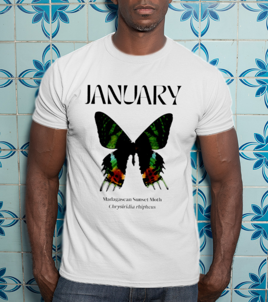 January Madagascan Sunset Moth Chrysiridia Rhipheus T-Shirt