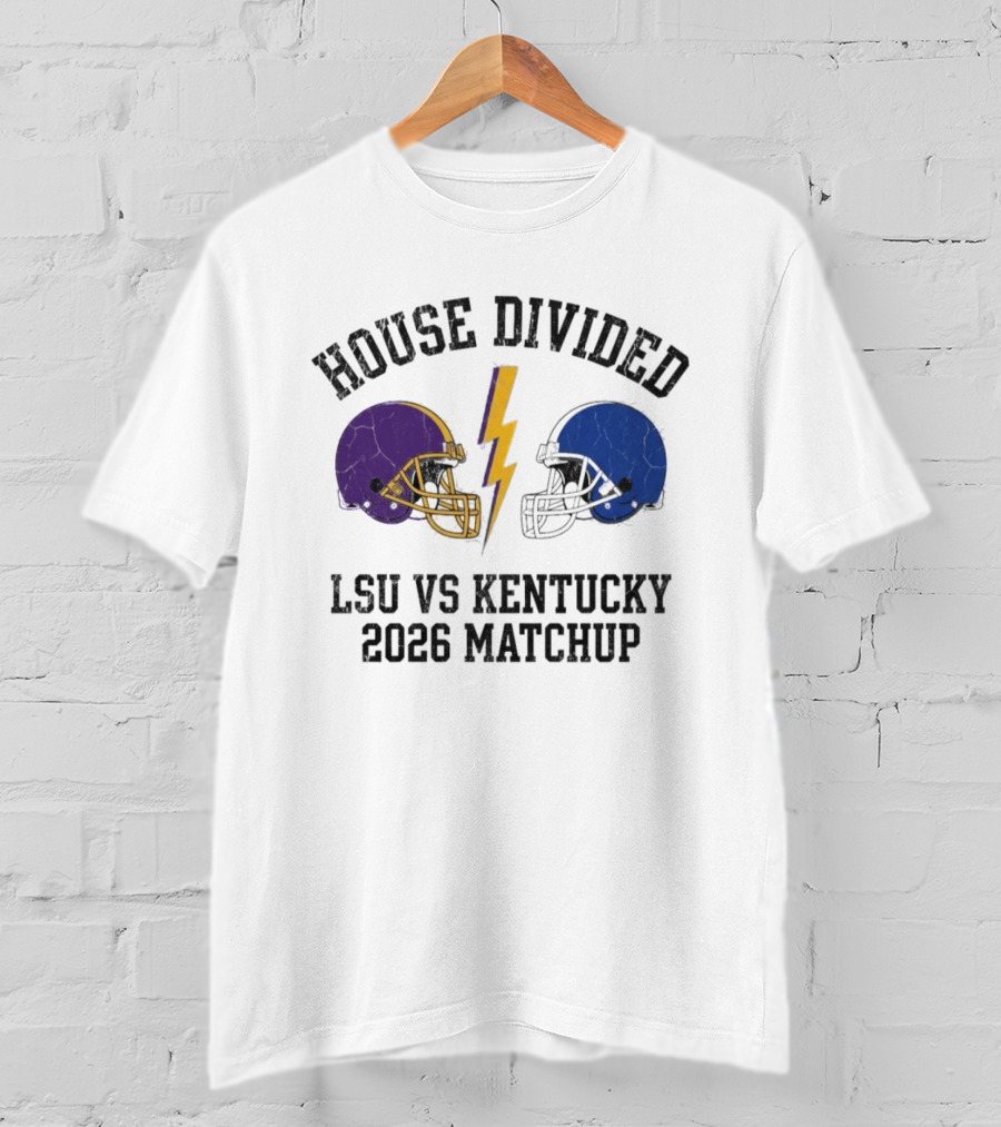 House Divided LSU Vs Kentucky 2026 Matchup Helmets And Lightning Bolt T-Shirt