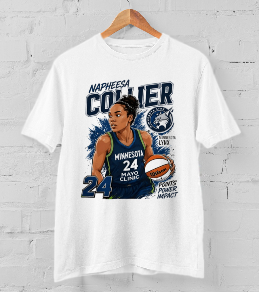 Napheesa Collier Minnesota Lynx WNBA 2026 Points Per Impact 24 T-Shirt