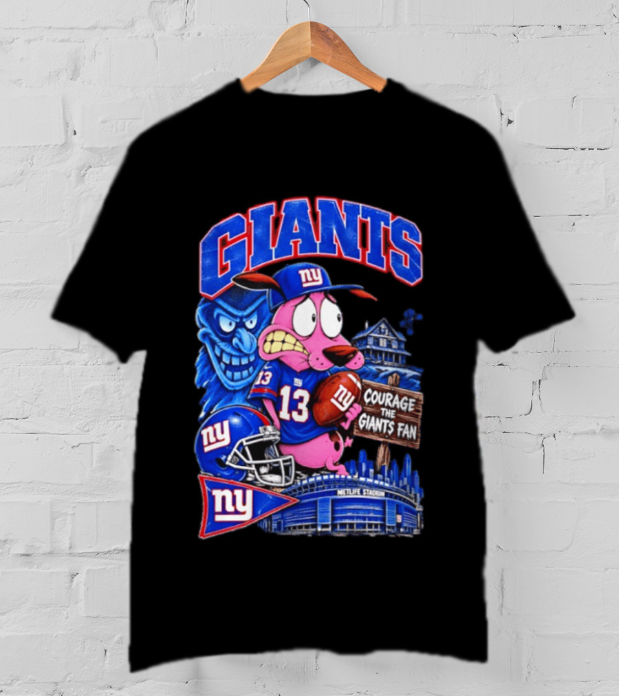 Courage The Cowardly Dog NY Giants Fan 13 Metlife Stadium T-Shirt