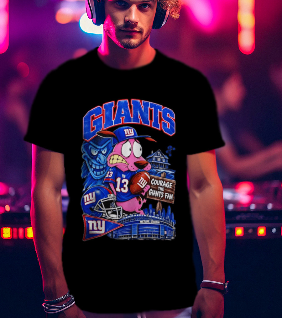 Courage The Cowardly Dog NY Giants Fan 13 Metlife Stadium T-Shirt