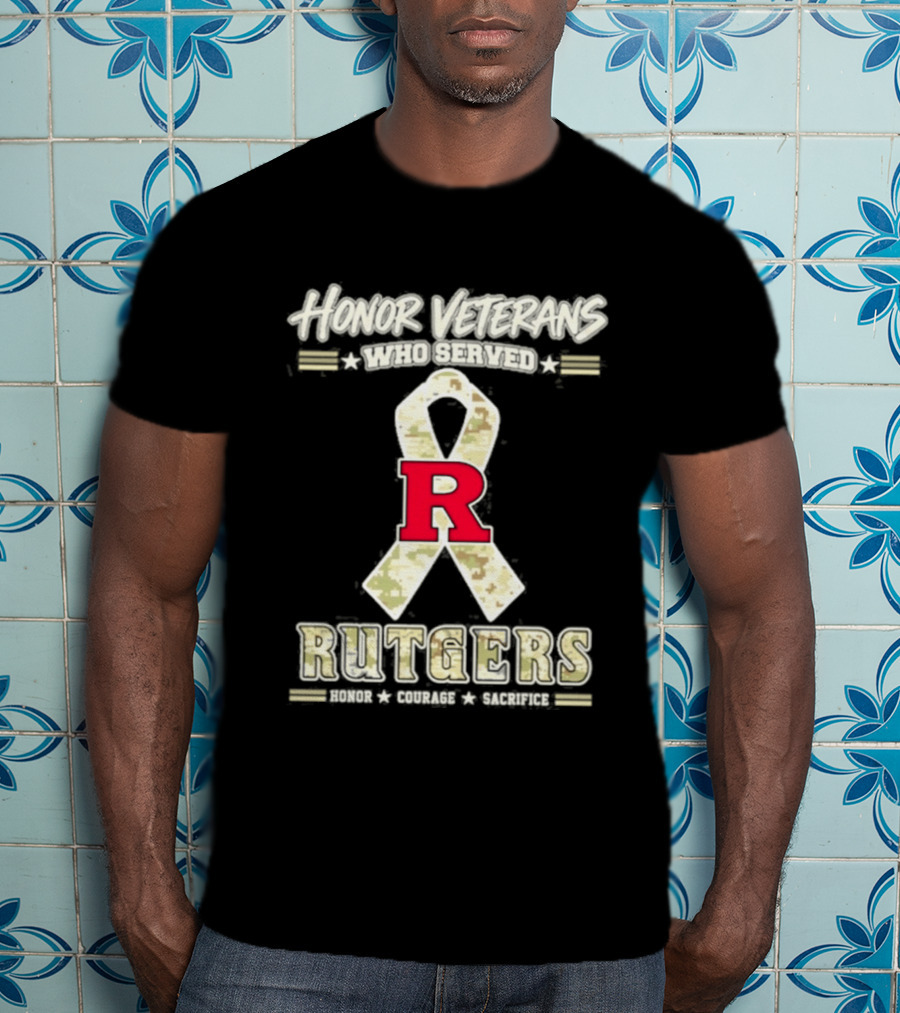 Rutgers Scarlet Knights Honor Veterans Camo Ribbon Veterans Day T-Shirt