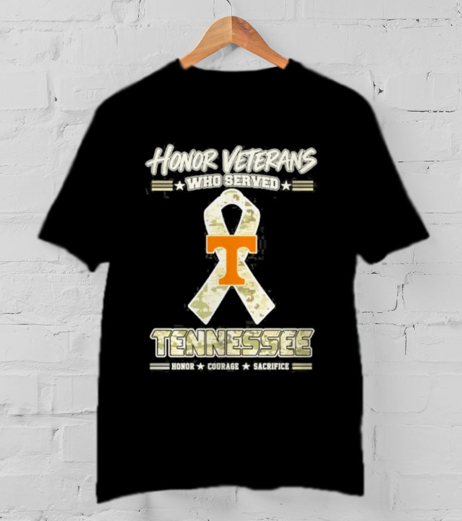 Tennessee Volunteers Honor Veterans Who Served Military Camo Ribbon T-Shirt