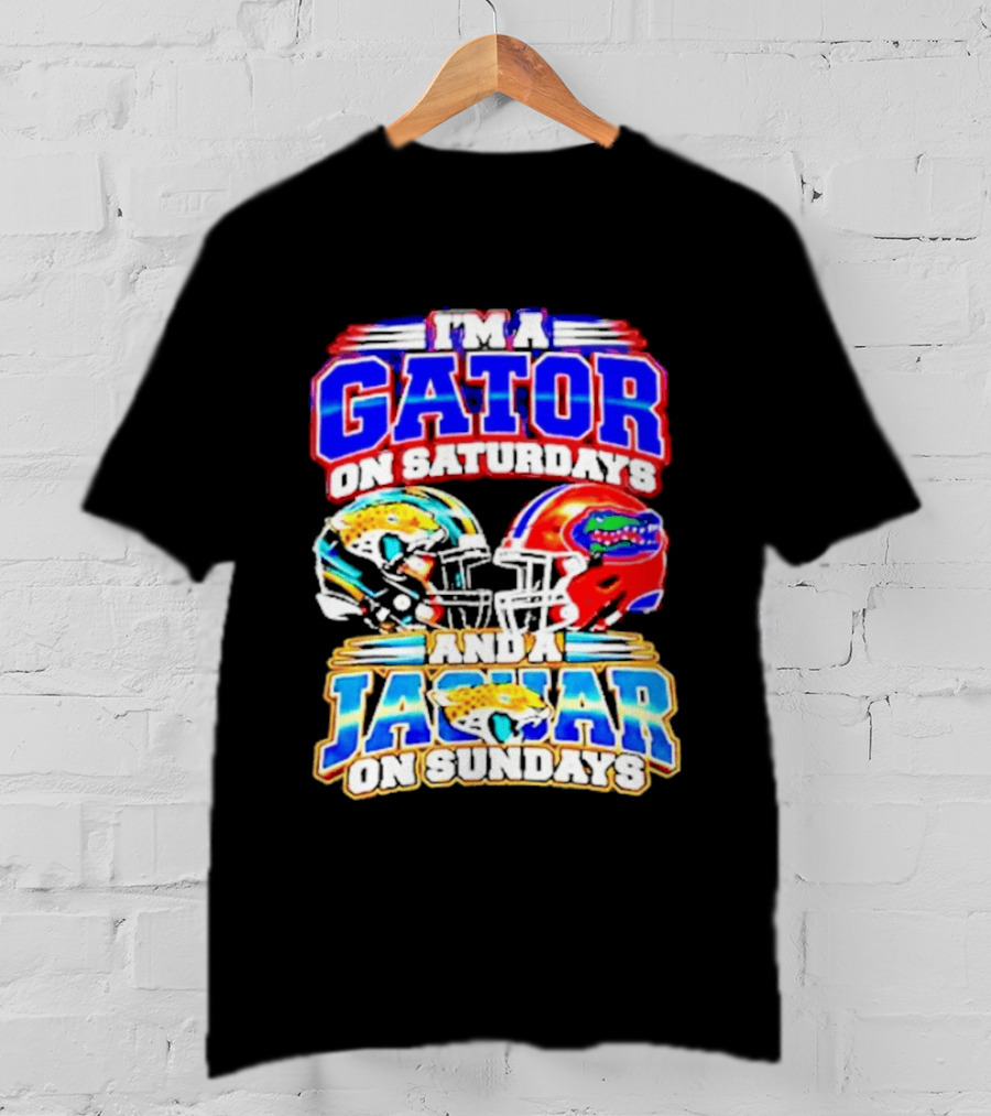 Florida Football Gator On Saturdays Jaguar On Sundays Helmets T-Shirt