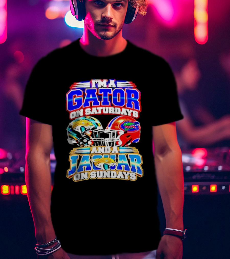 Florida Football Gator On Saturdays Jaguar On Sundays Helmets T-Shirt