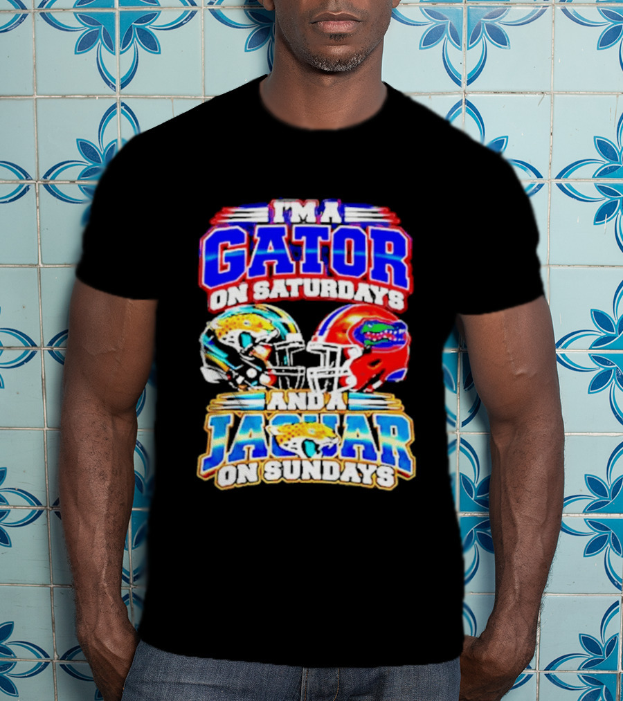 Florida Football Gator On Saturdays Jaguar On Sundays Helmets T-Shirt