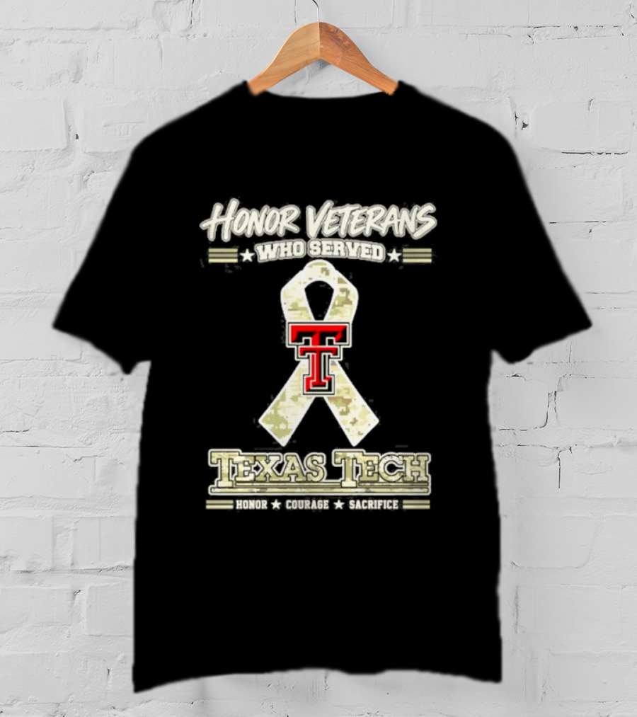 Texas Tech Red Raiders Honor Veterans Camo Ribbon Veterans Day T-Shirt
