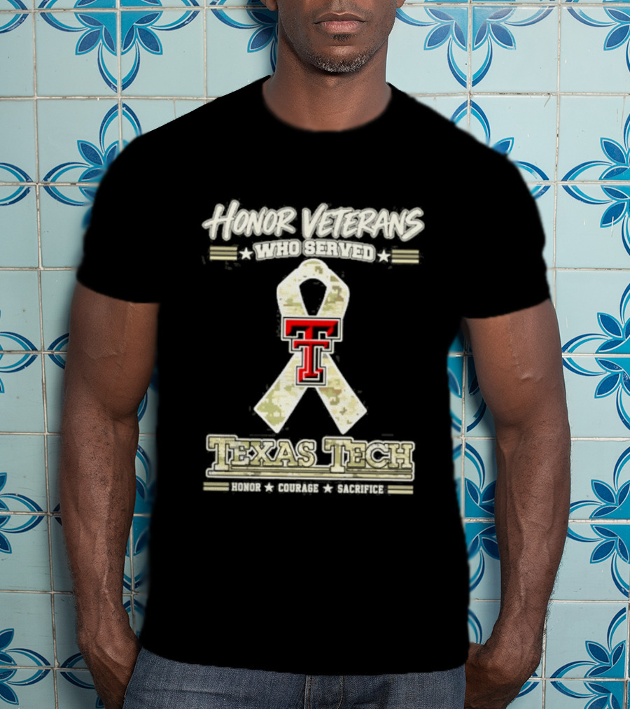 Texas Tech Red Raiders Honor Veterans Camo Ribbon Veterans Day T-Shirt