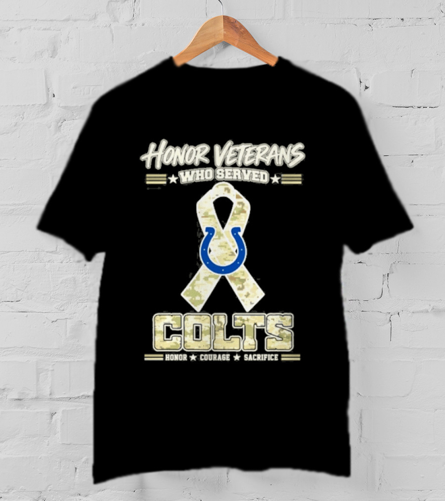 Honor Veterans Indianapolis Colts Military Camo Ribbon Veterans Day T-Shirt