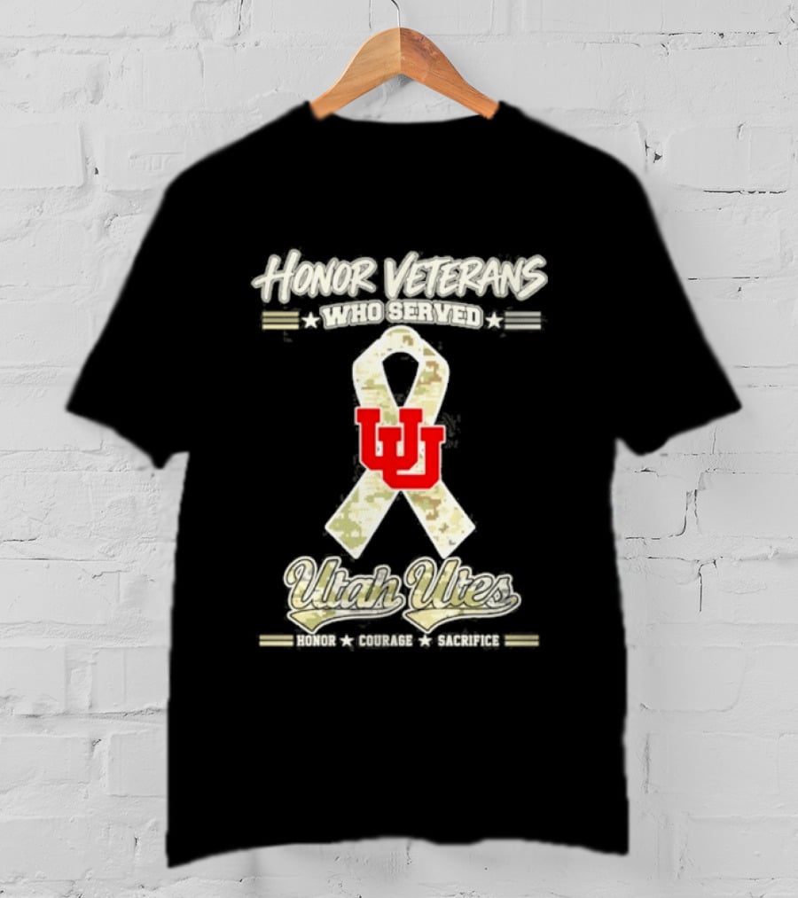 Utah Utes Camo Ribbon Honor Veterans Day Military T-Shirt