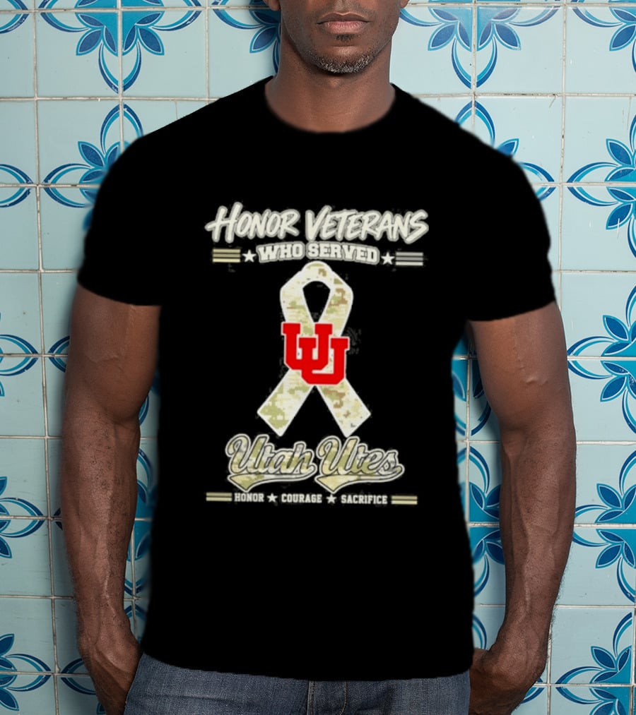 Utah Utes Camo Ribbon Honor Veterans Day Military T-Shirt
