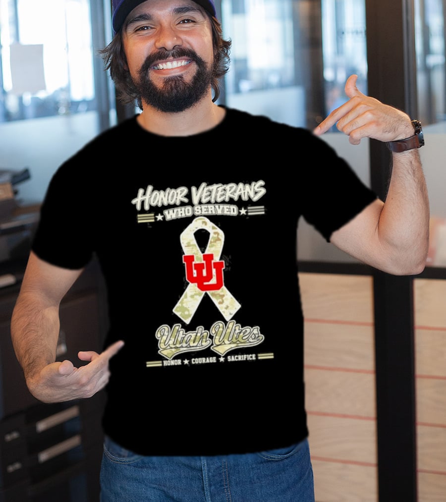 Utah Utes Camo Ribbon Honor Veterans Day Military T-Shirt
