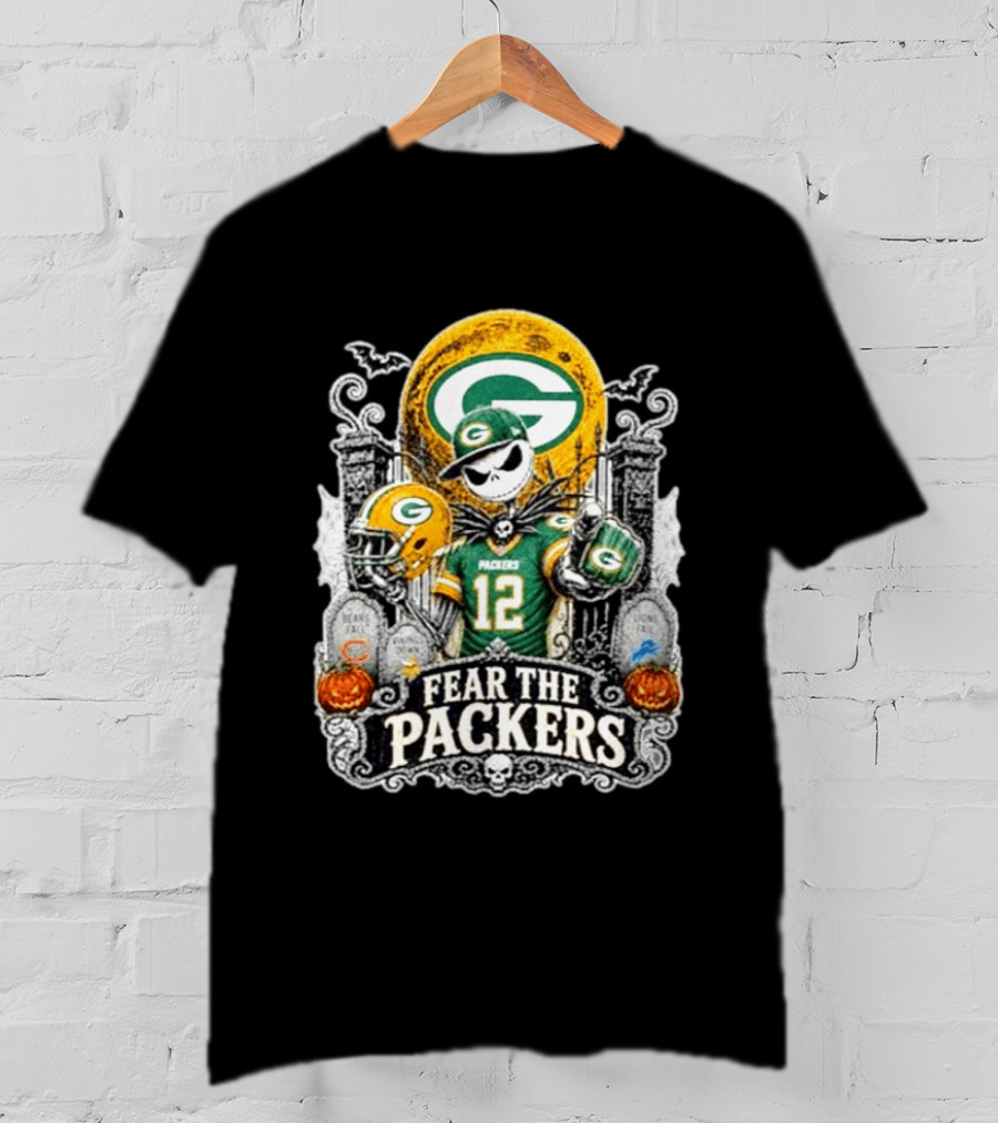 Jack Skellington Green Bay Packers Halloween Fear The Packers T-Shirt