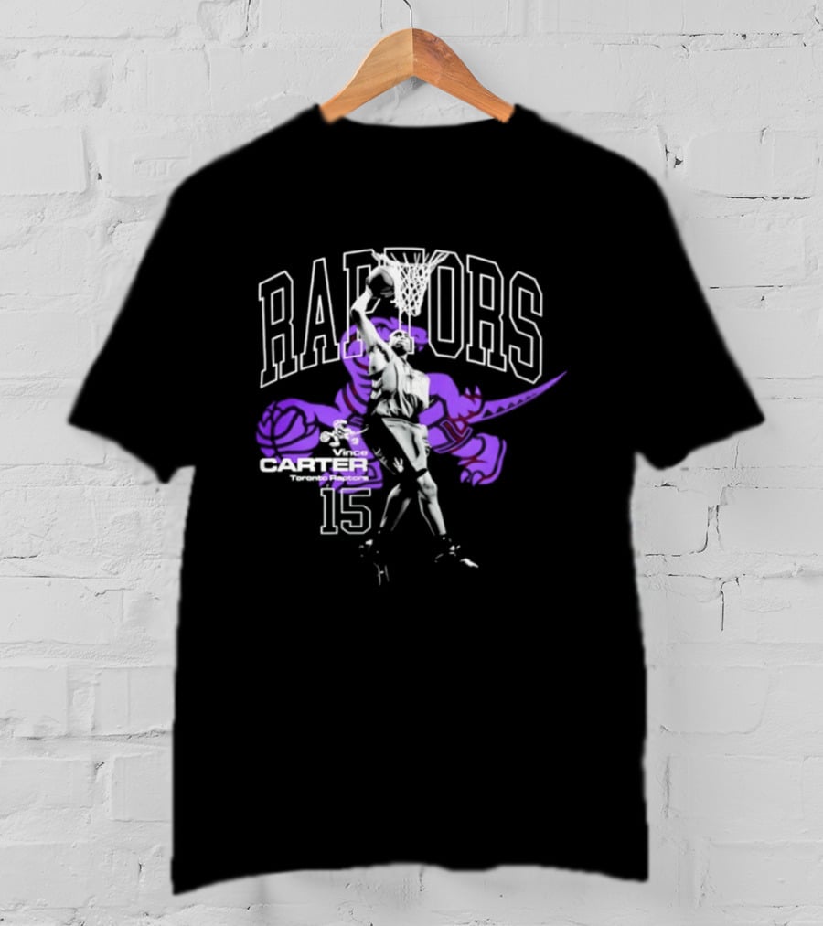 Vince Carter Toronto Raptors Raptors 15 Number Jump Hardwood T-Shirt