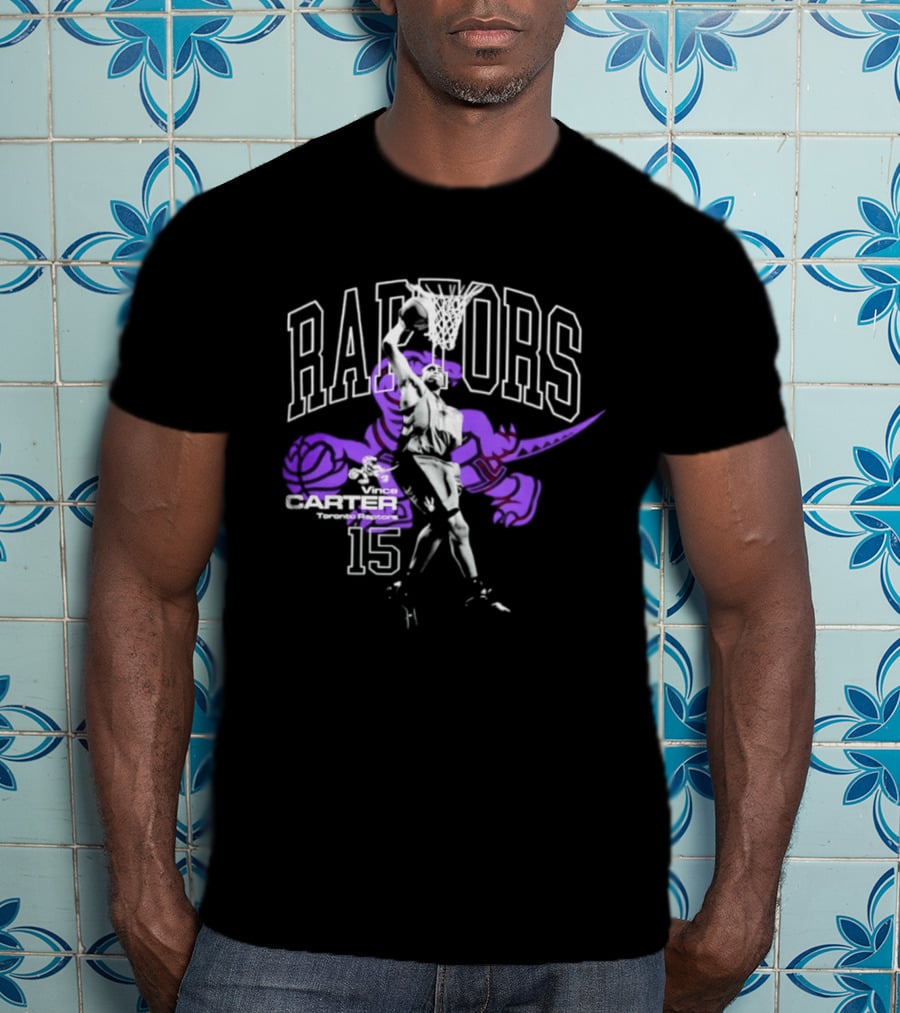 Vince Carter Toronto Raptors Raptors 15 Number Jump Hardwood T-Shirt