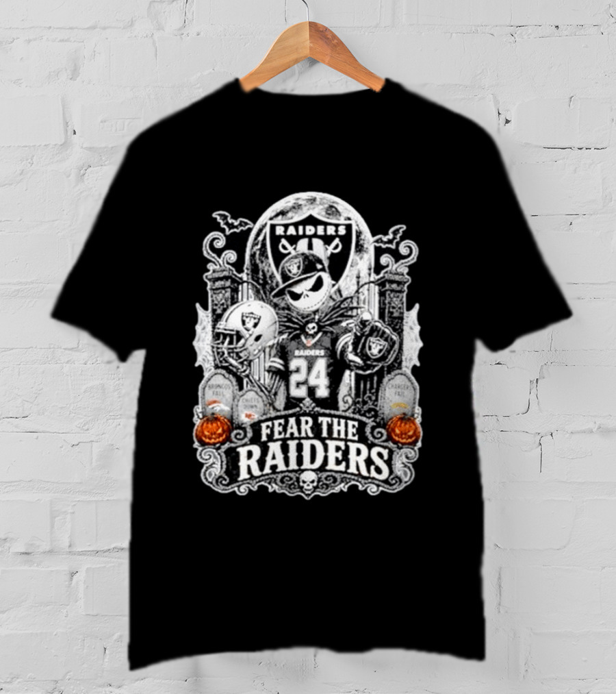 Jack Skellington Las Vegas Raiders Fear The Raiders Halloween NFL T-Shirt