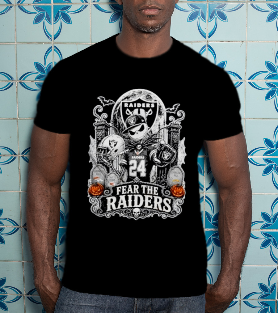 Jack Skellington Las Vegas Raiders Fear The Raiders Halloween NFL T-Shirt