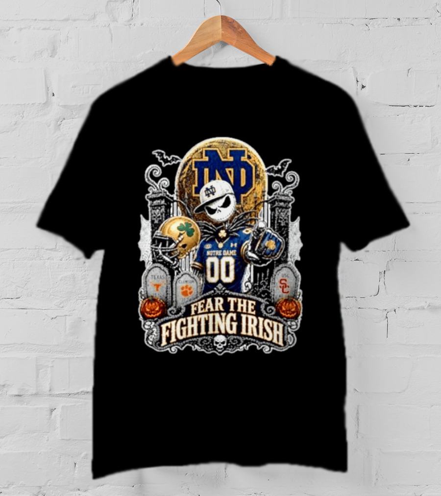 Notre Dame Fighting Irish Halloween Jack Skellington Fear The Fighting Irish T-Shirt