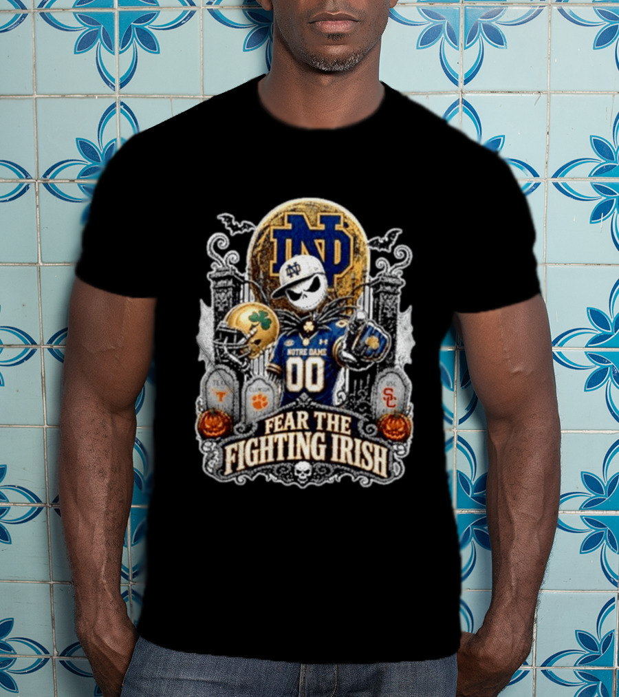 Notre Dame Fighting Irish Halloween Jack Skellington Fear The Fighting Irish T-Shirt