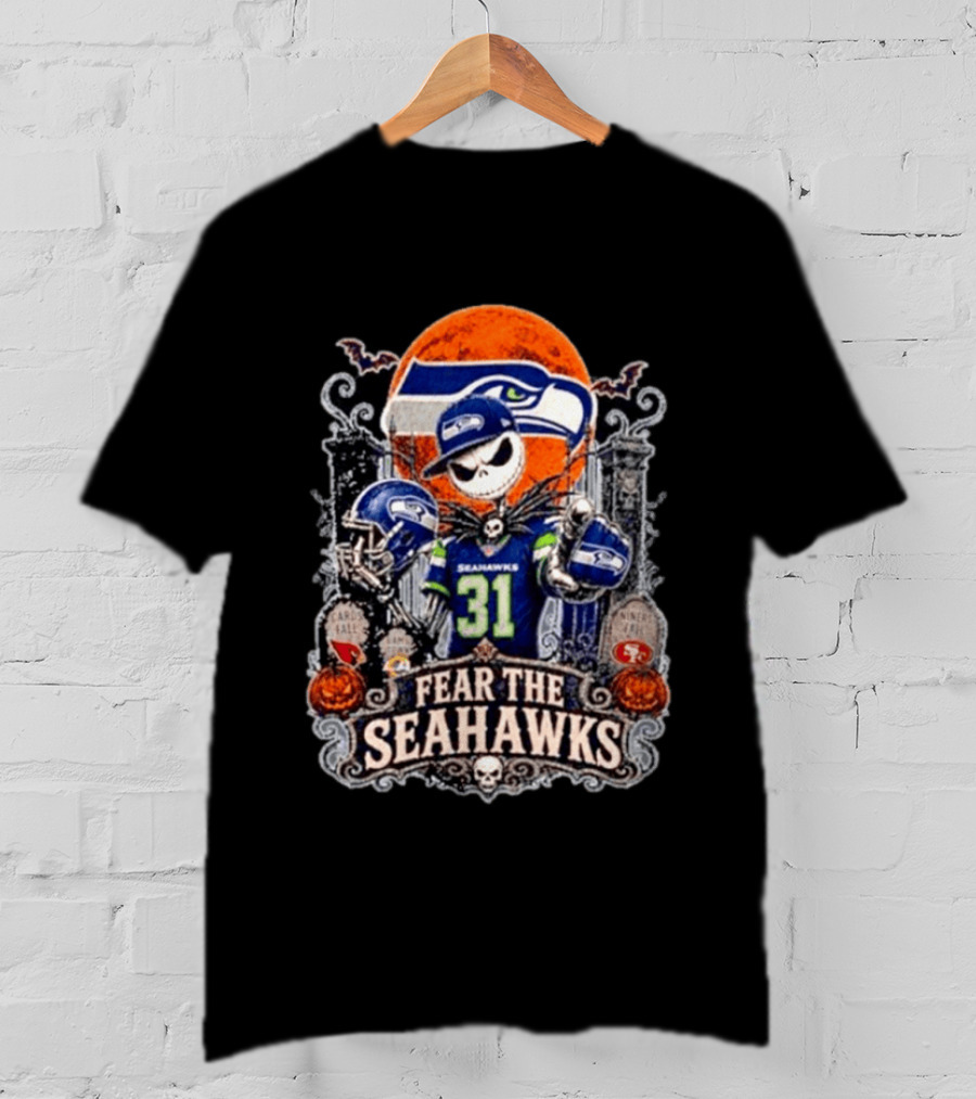 Jack Skellington Seattle Seahawks Halloween Fear The Seahawks Football T-Shirt