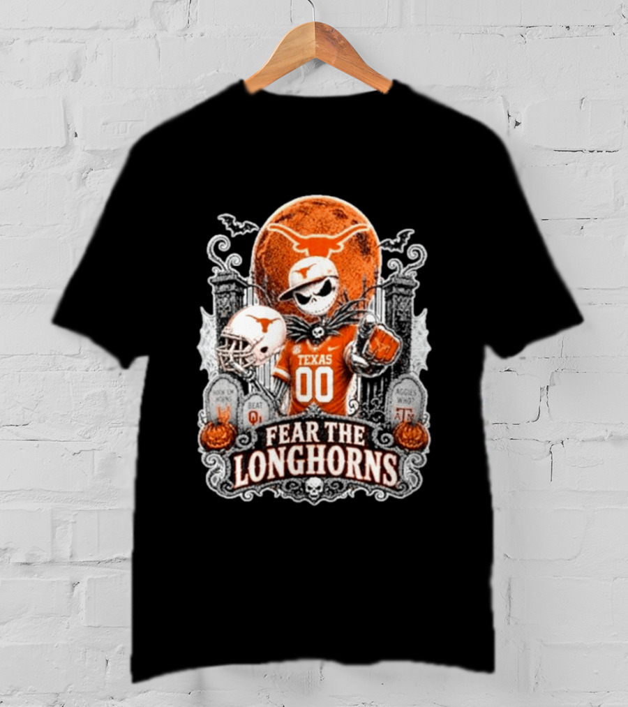 Texas Longhorns Halloween Jack Skellington Fear The Longhorns T-Shirt